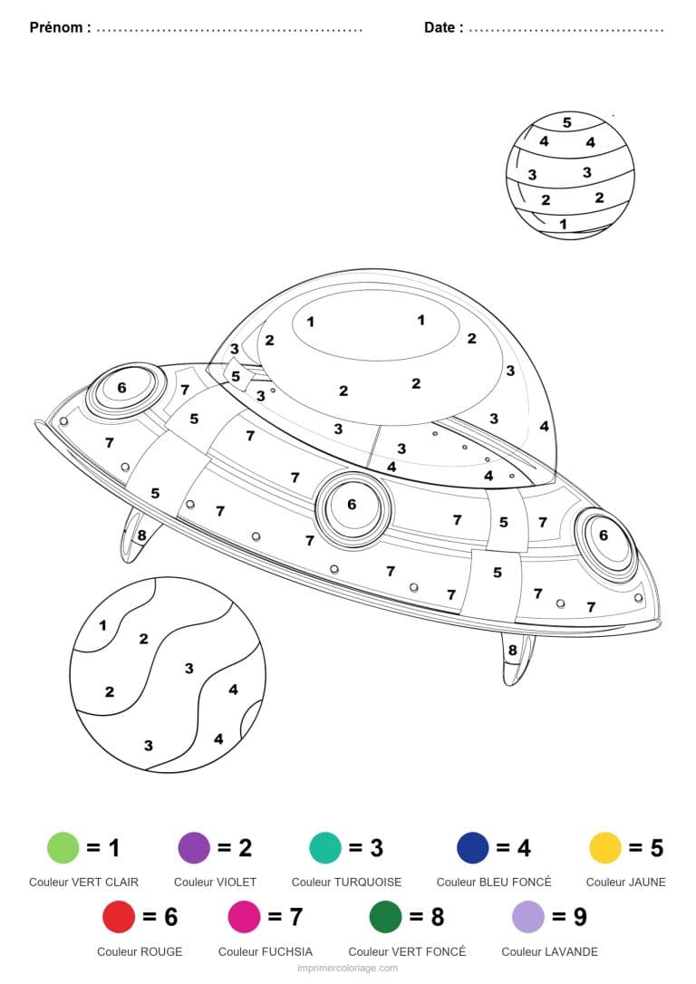 coloriage magique vehicules soucoupe et planetes - dessin gratuit &agrave; imprimer