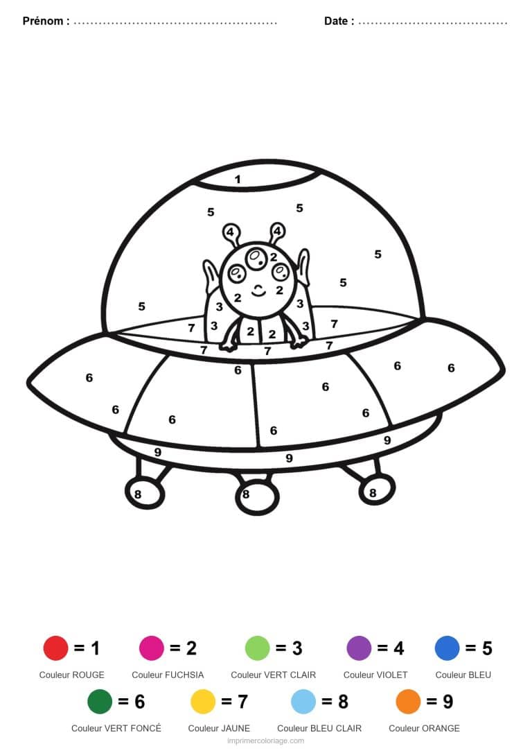 coloriage magique vehicules soucoupe volante - dessin gratuit &agrave; imprimer
