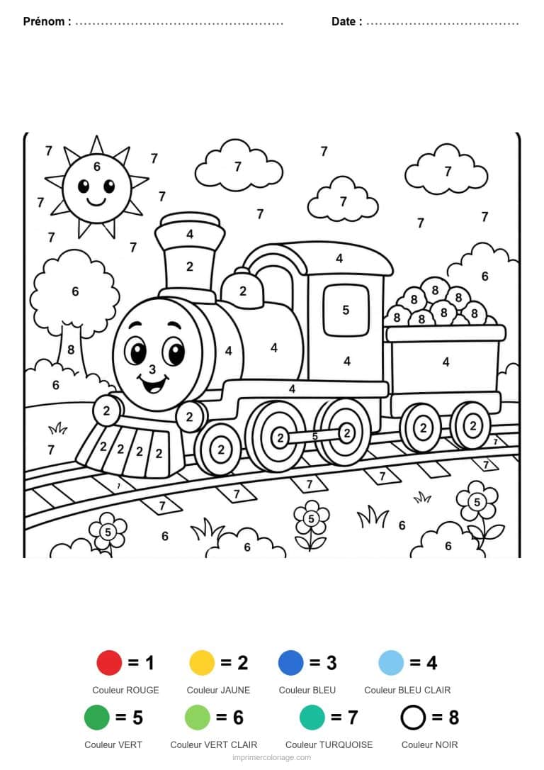 coloriage magique vehicules train - dessin gratuit &agrave; imprimer