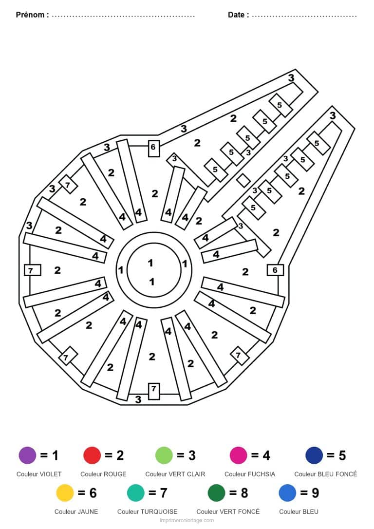 coloriage magique vehicules vaisseau spatial - dessin gratuit &agrave; imprimer