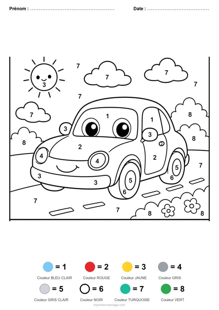 coloriage magique vehicules voiture - dessin gratuit &agrave; imprimer