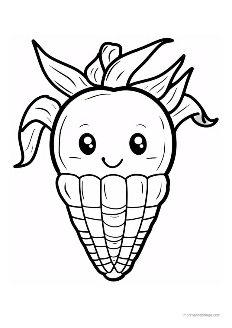 coloriage mais epi de mais kawaii 135 - dessin gratuit &agrave; imprimer