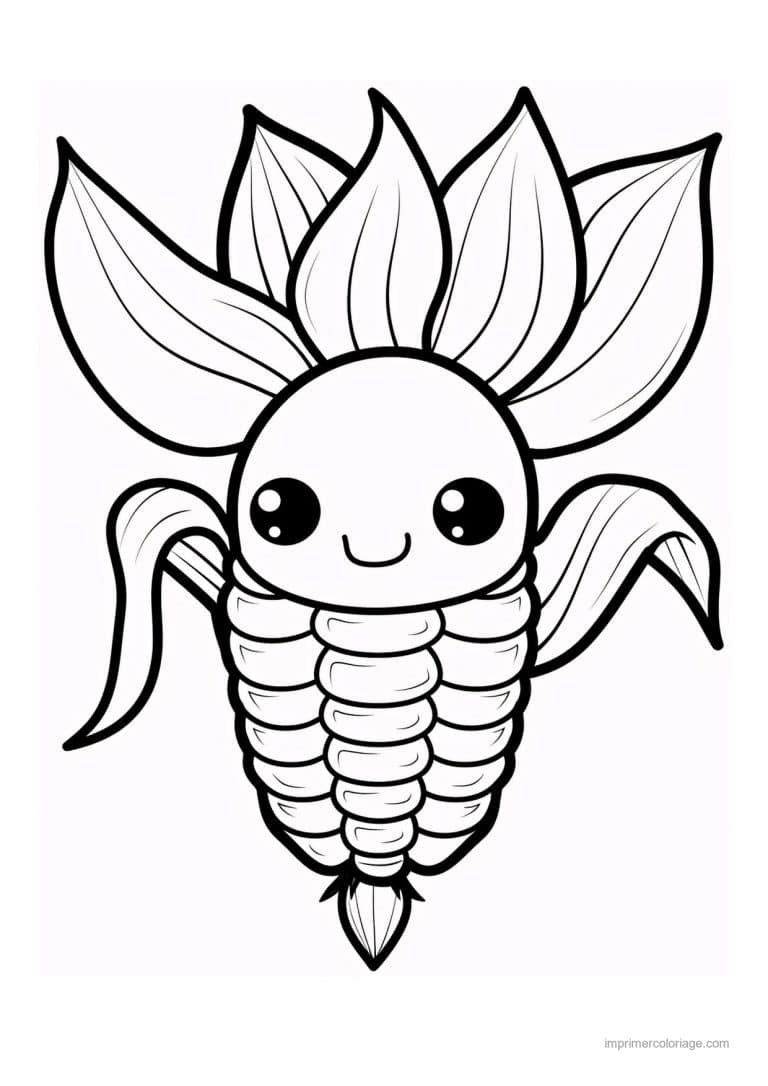 coloriage mais epi de mais kawaii 190 - dessin gratuit &agrave; imprimer