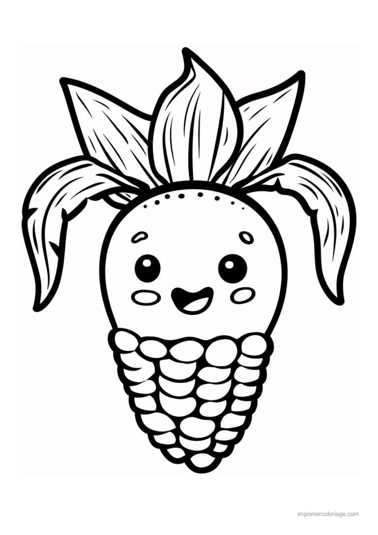 coloriage mais epi de mais kawaii 229 - dessin gratuit &agrave; imprimer