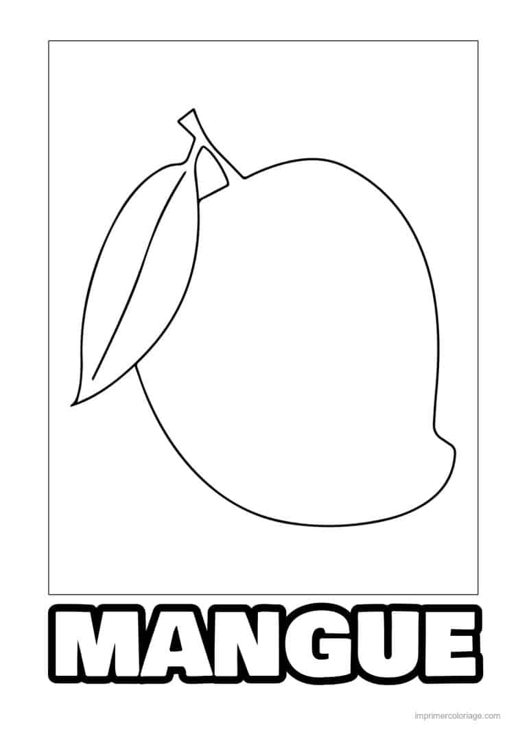 coloriage mangue mangue et sa feuille - dessin gratuit &agrave; imprimer