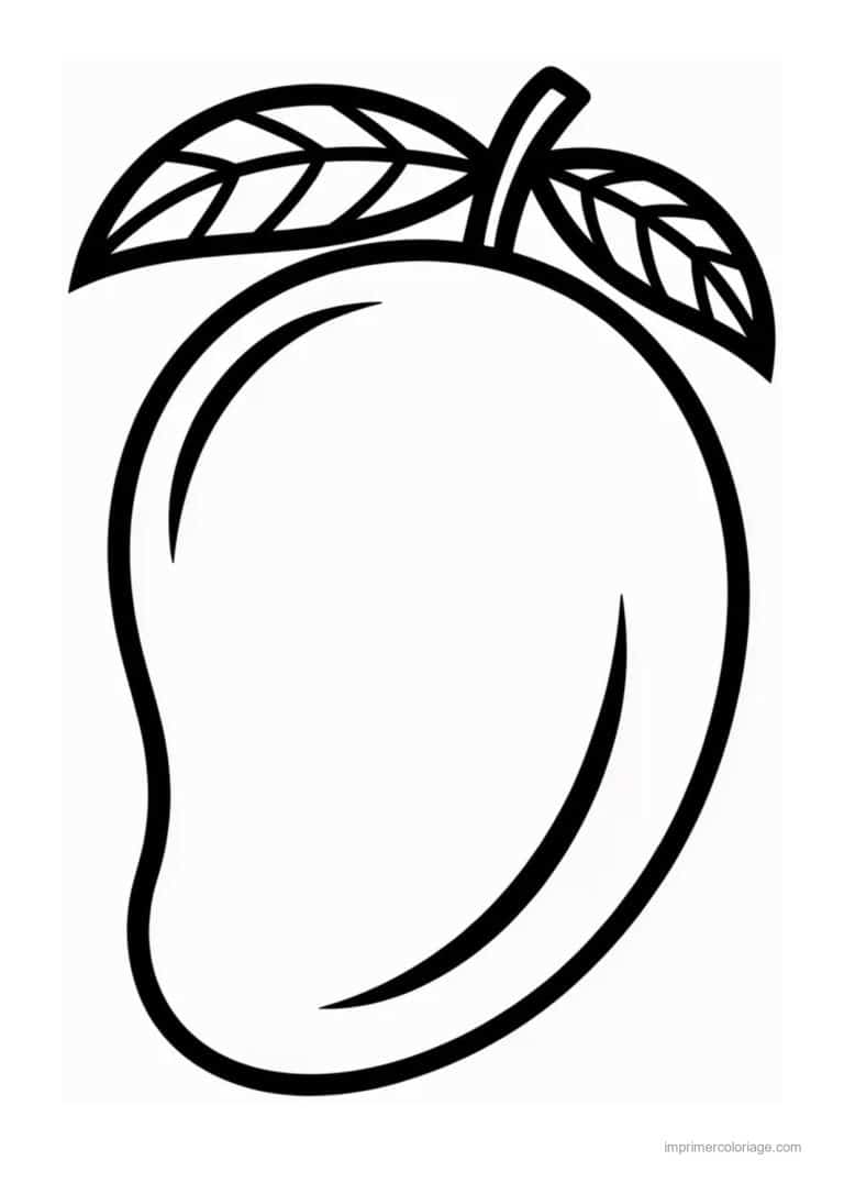 coloriage mangue mangue et ses feuilles au trait epais - dessin gratuit &agrave; imprimer