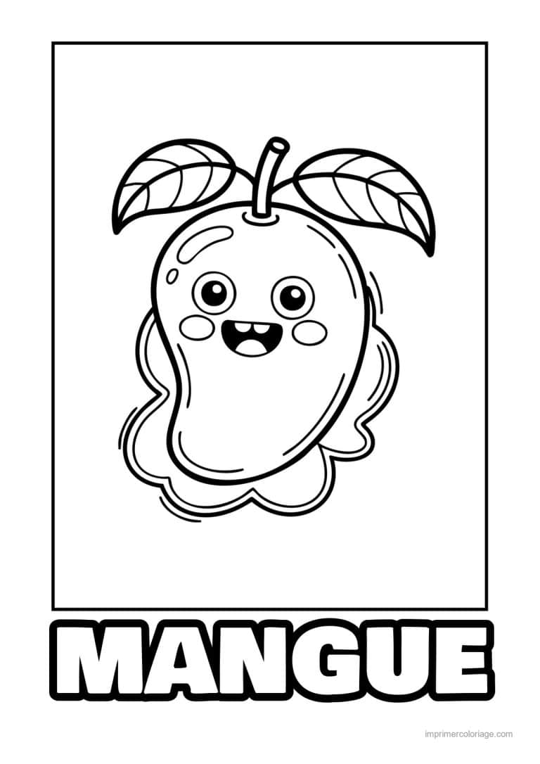 coloriage mangue mangue kawaii souriante 2 - dessin gratuit &agrave; imprimer