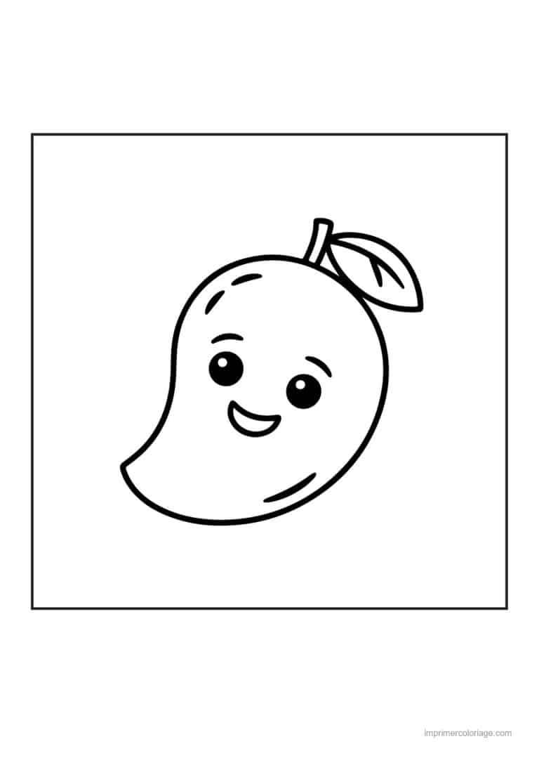 coloriage mangue mangue kawaii souriante - dessin gratuit &agrave; imprimer