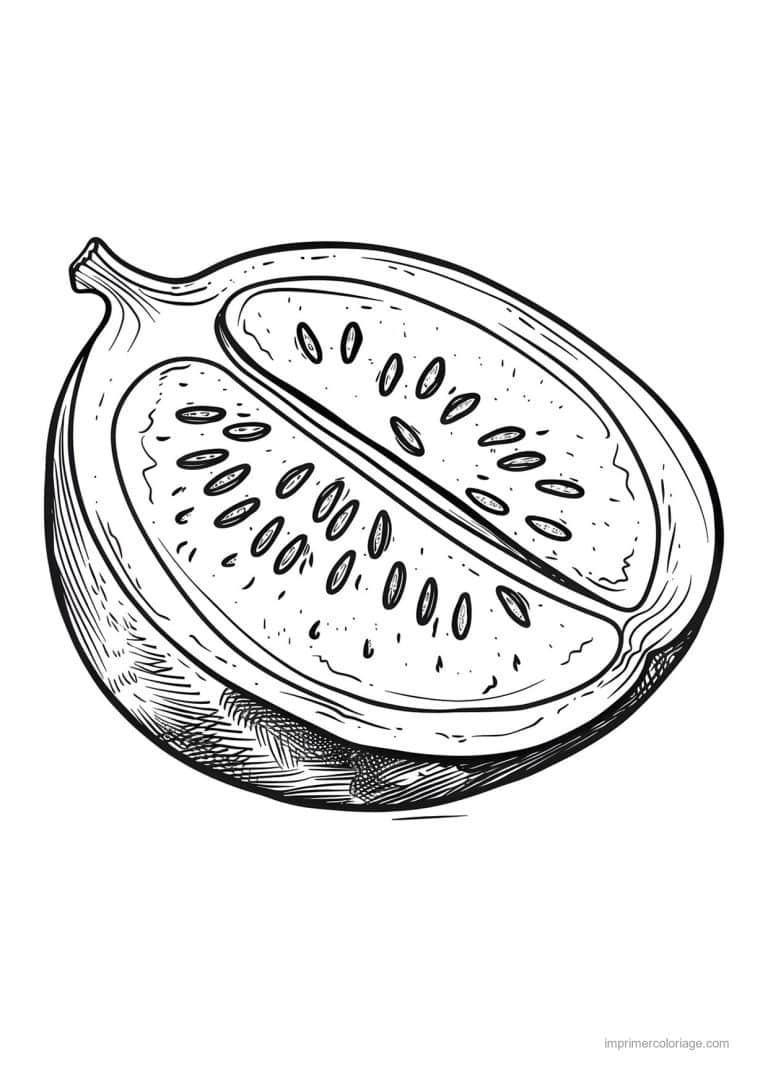 coloriage melon melon coupe et ses graines - dessin gratuit &agrave; imprimer