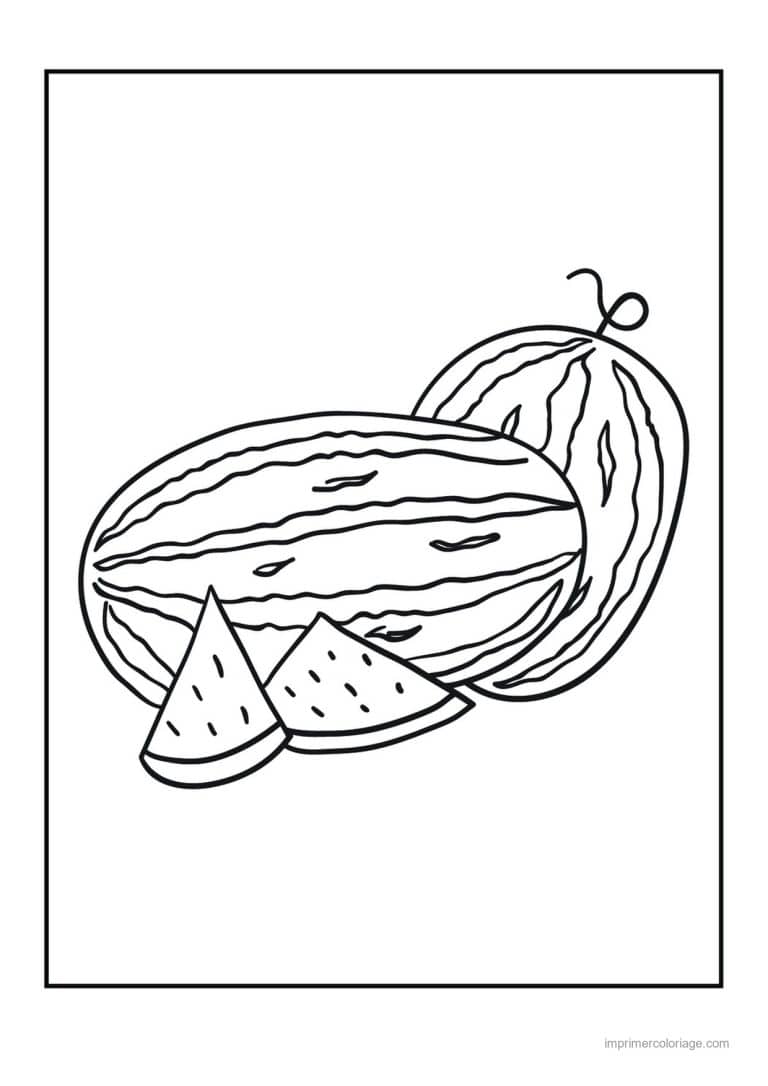 coloriage melon melon entier et ses tranches - dessin gratuit &agrave; imprimer