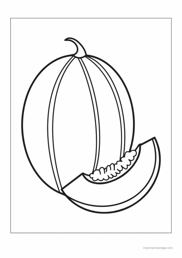 coloriage melon melon et sa tranche - dessin gratuit &agrave; imprimer