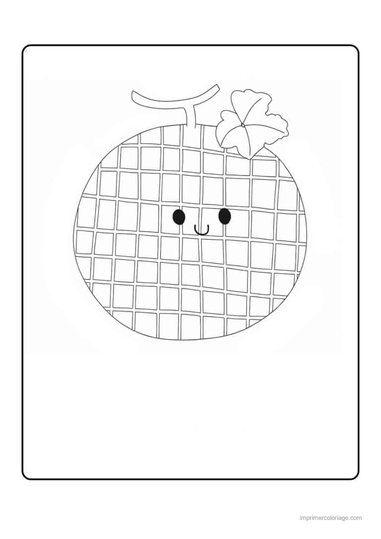 coloriage melon melon kawaii quadrille - dessin gratuit &agrave; imprimer