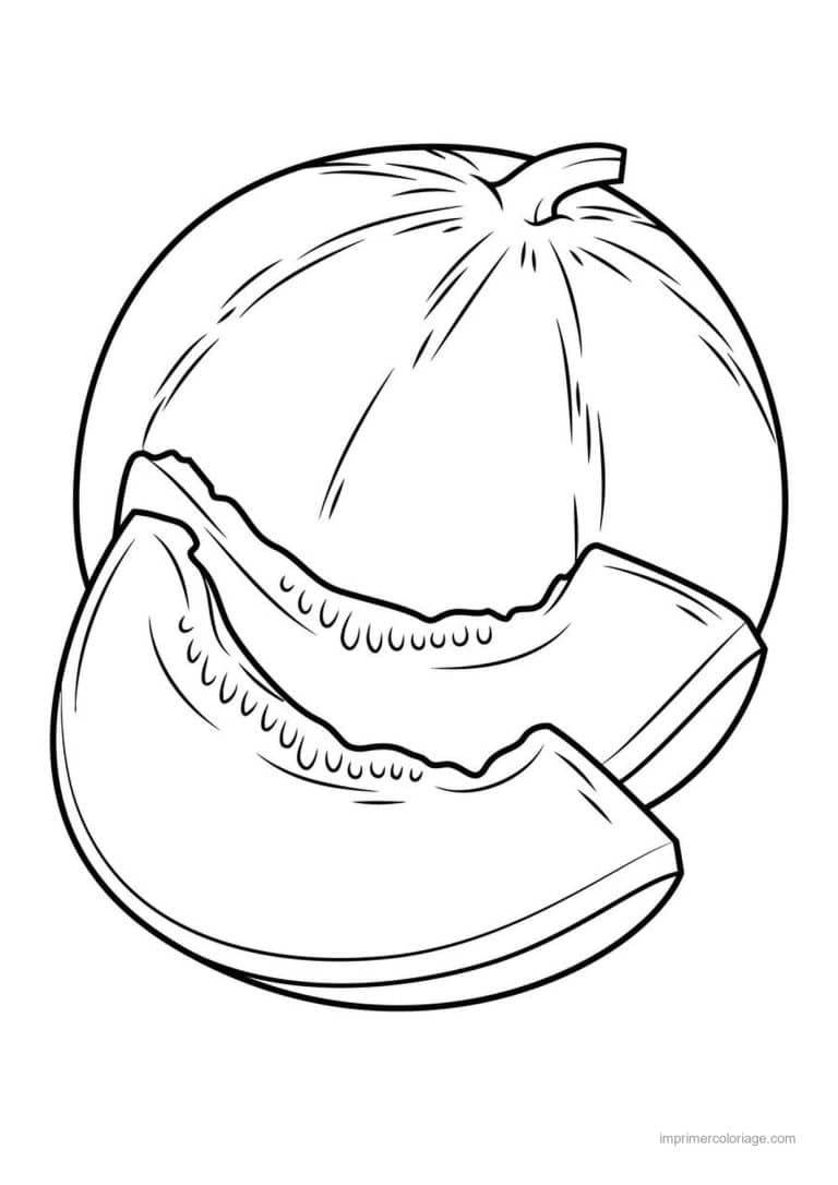 coloriage melon melon miel et sa tranche - dessin gratuit &agrave; imprimer