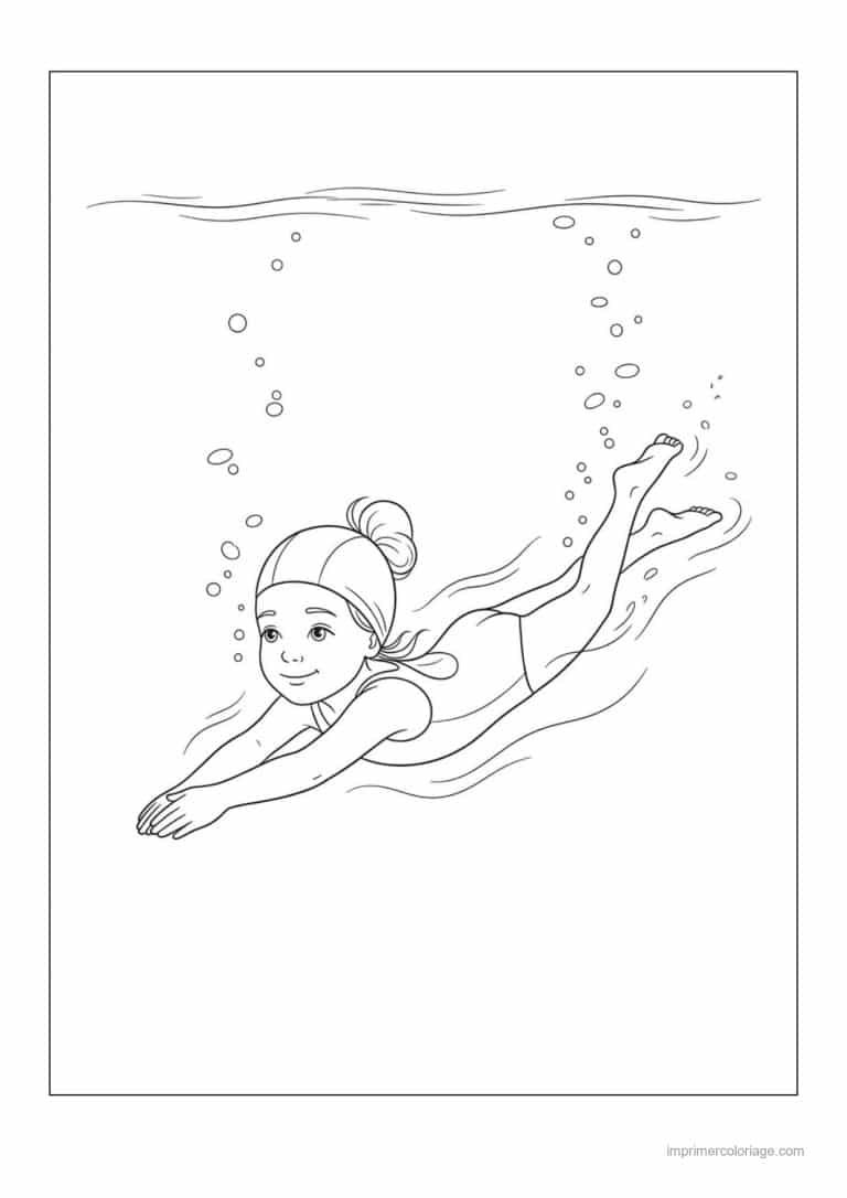 coloriage natation apprendre a nager 02 - dessin gratuit &agrave; imprimer