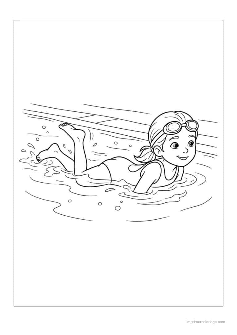 coloriage natation apprendre a nager 04 - dessin gratuit &agrave; imprimer