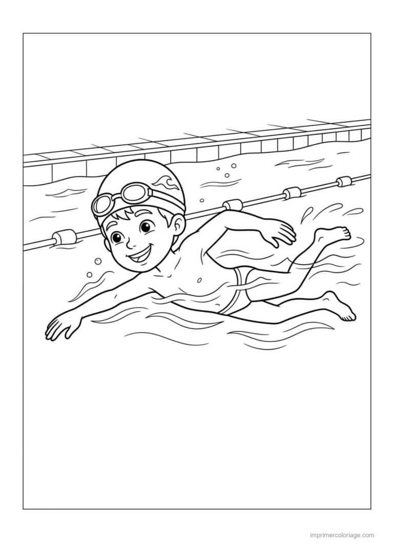 coloriage natation apprendre a nager 09 - dessin gratuit &agrave; imprimer
