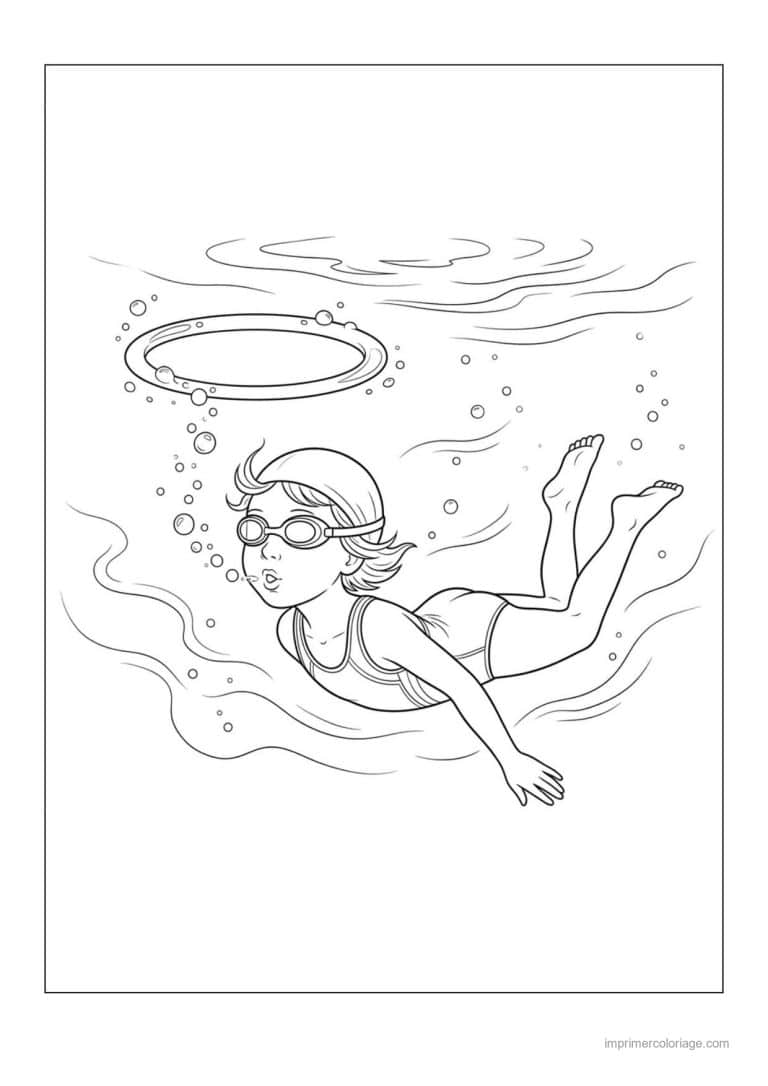 coloriage natation apprendre a nager 10 - dessin gratuit &agrave; imprimer