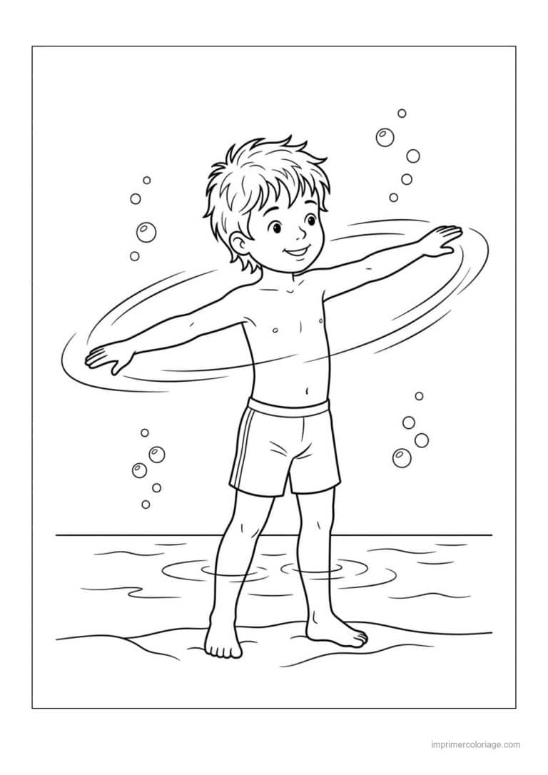 coloriage natation apprendre a nager 12 - dessin gratuit &agrave; imprimer