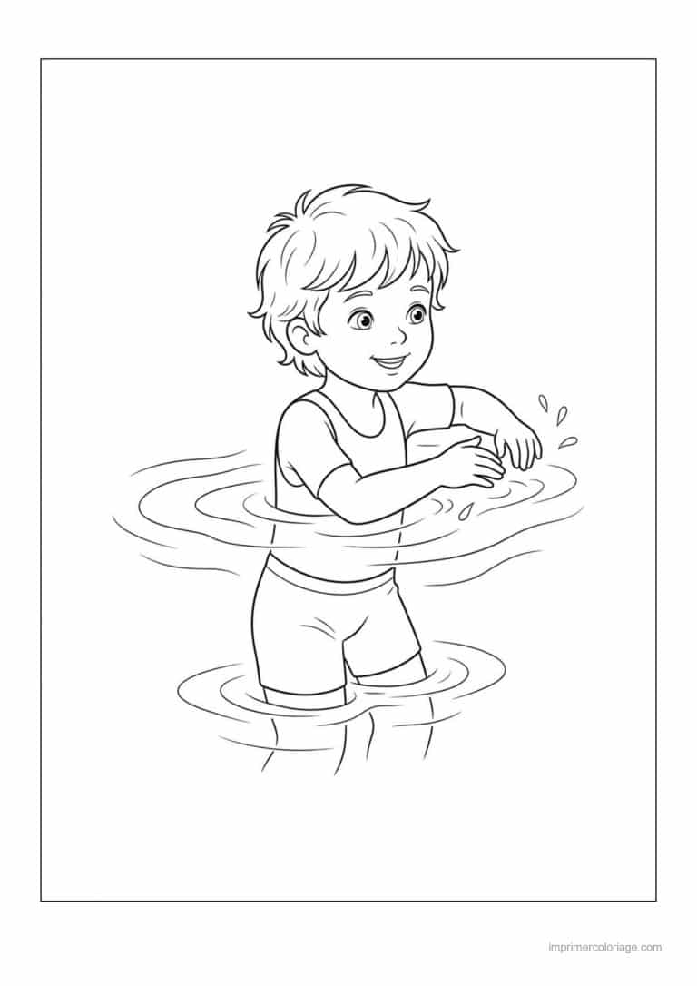 coloriage natation apprendre a nager 15 - dessin gratuit &agrave; imprimer