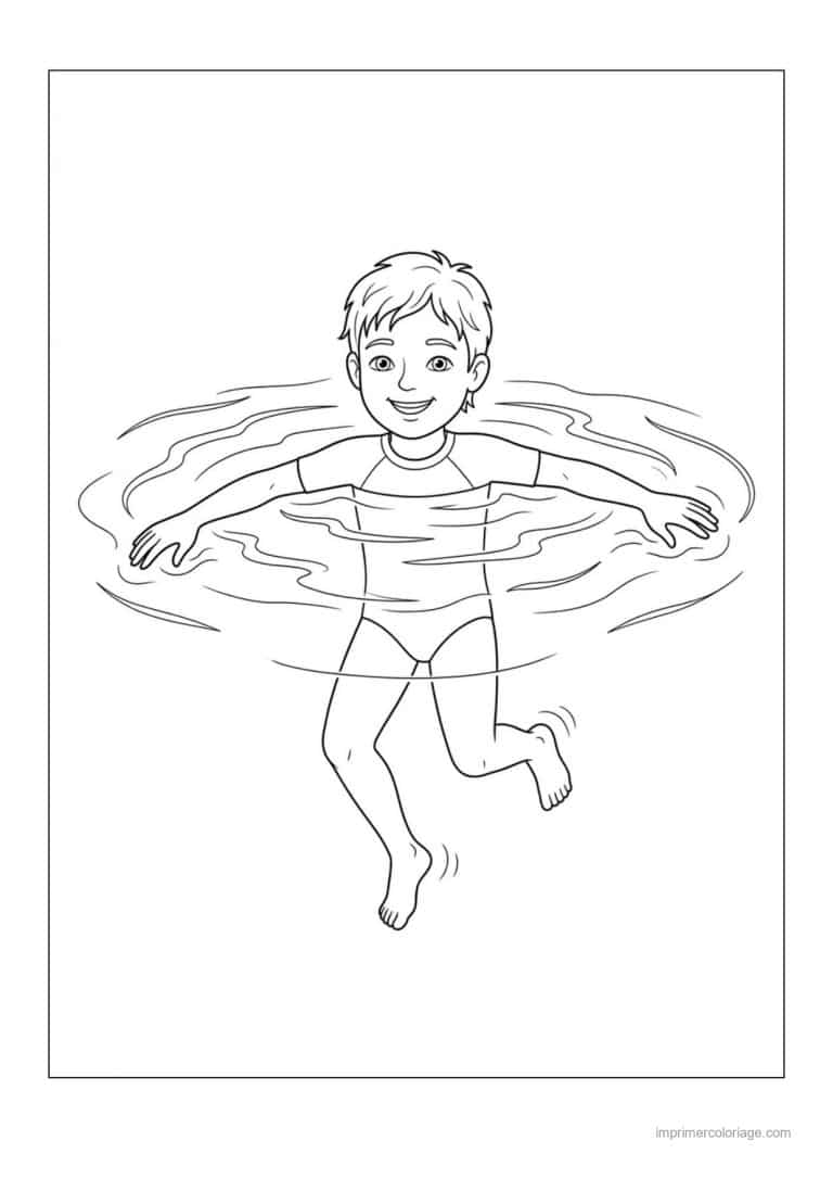 coloriage natation apprendre a nager 16 - dessin gratuit &agrave; imprimer