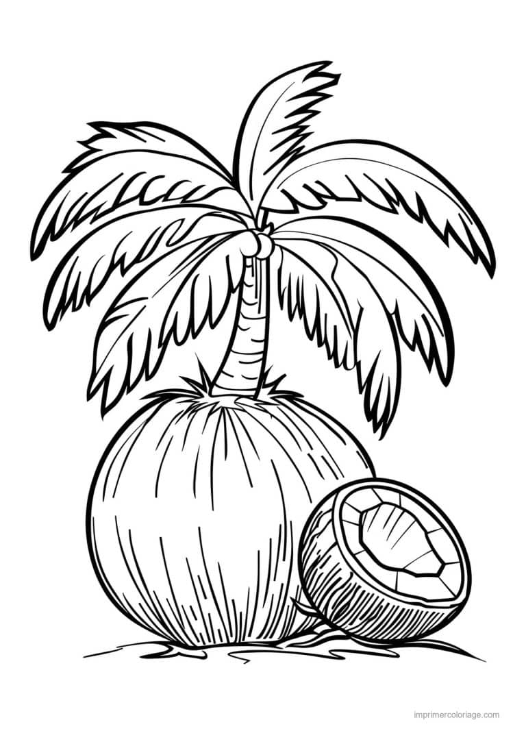 coloriage noix de coco noix de coco ouverte 111 - dessin gratuit &agrave; imprimer