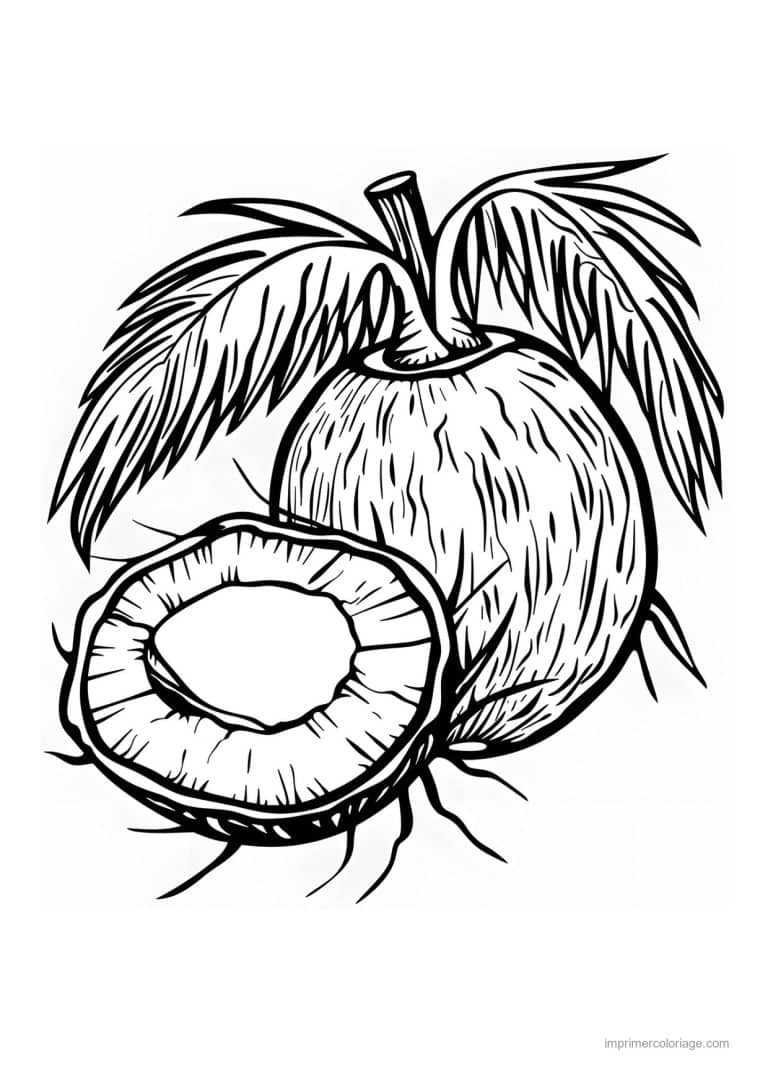 coloriage noix de coco noix de coco ouverte 25 - dessin gratuit &agrave; imprimer