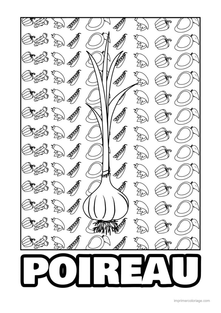 coloriage oignon ail poireau oignon nouveau et sa tige - dessin gratuit &agrave; imprimer