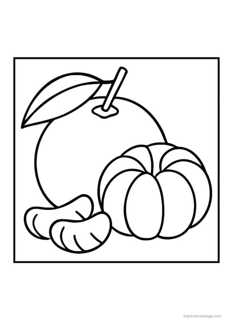 coloriage orange mandarine mandarine et ses quartiers - dessin gratuit &agrave; imprimer