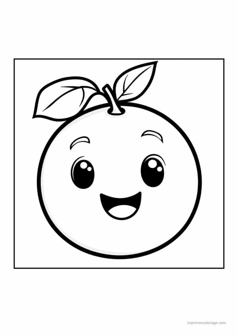 coloriage orange mandarine orange aux deux feuilles - dessin gratuit &agrave; imprimer