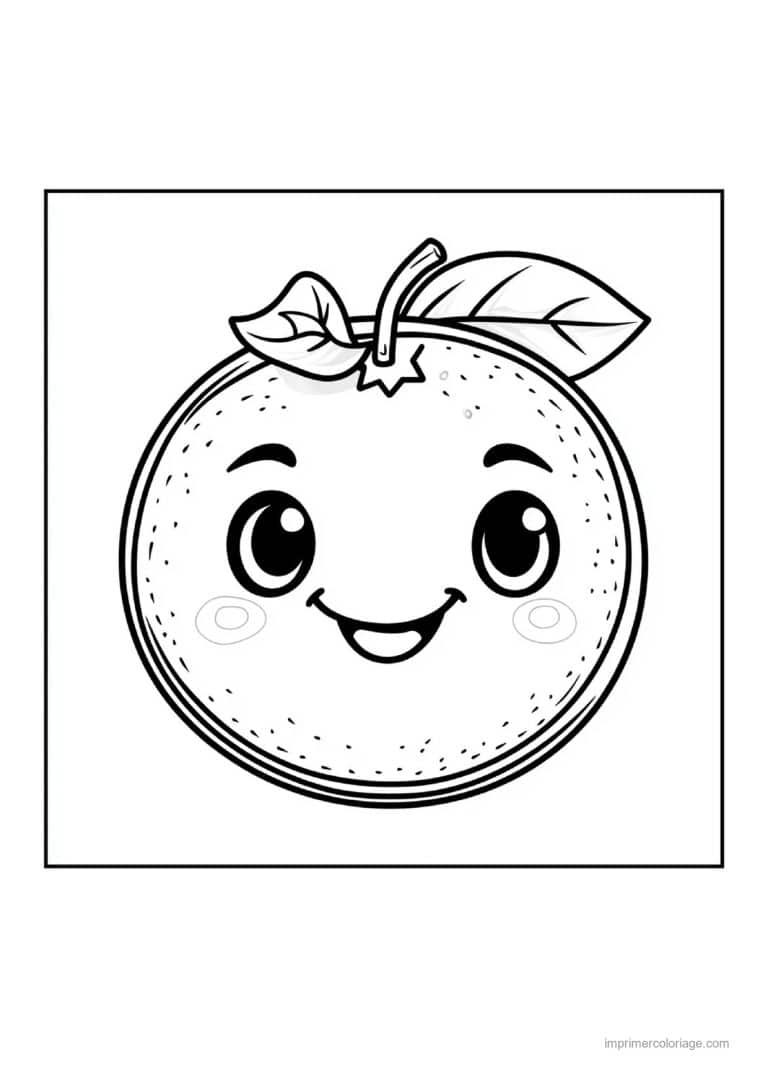 coloriage orange mandarine orange aux grands yeux - dessin gratuit &agrave; imprimer