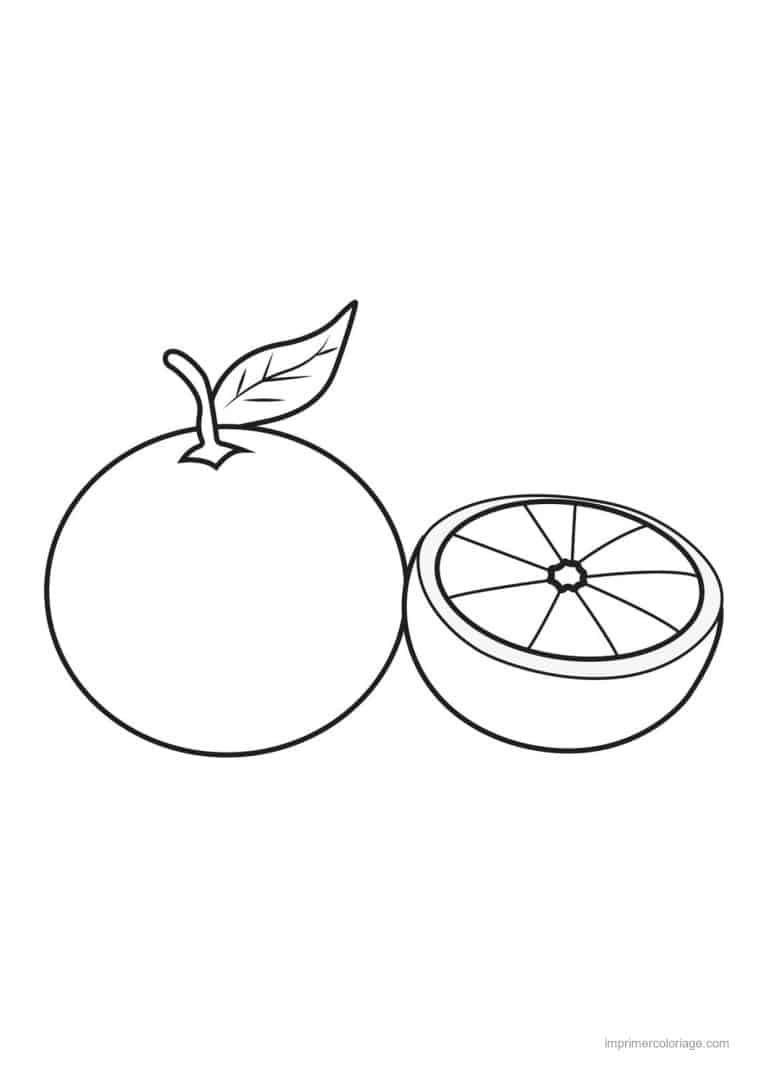 coloriage orange mandarine orange entiere et coupee - dessin gratuit &agrave; imprimer