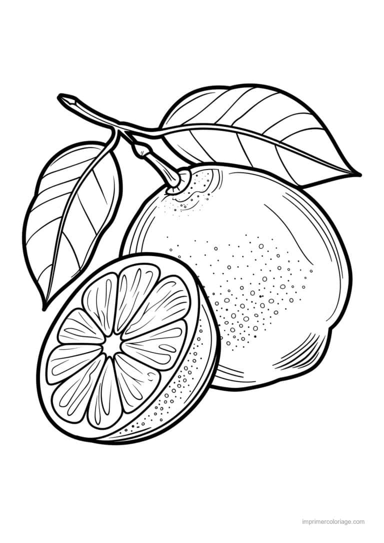 coloriage orange mandarine orange et sa feuille 159 - dessin gratuit &agrave; imprimer