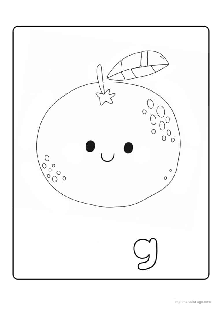 coloriage orange mandarine orange kawaii - dessin gratuit &agrave; imprimer
