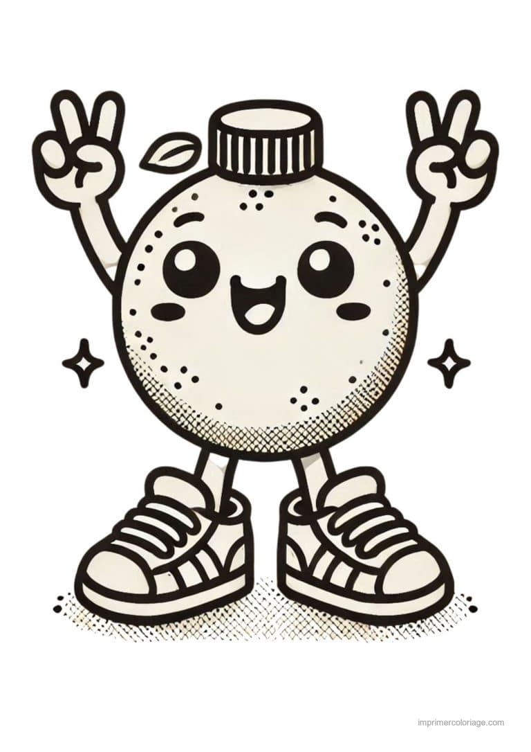 coloriage orange mandarine orange kawaii au chapeau - dessin gratuit &agrave; imprimer