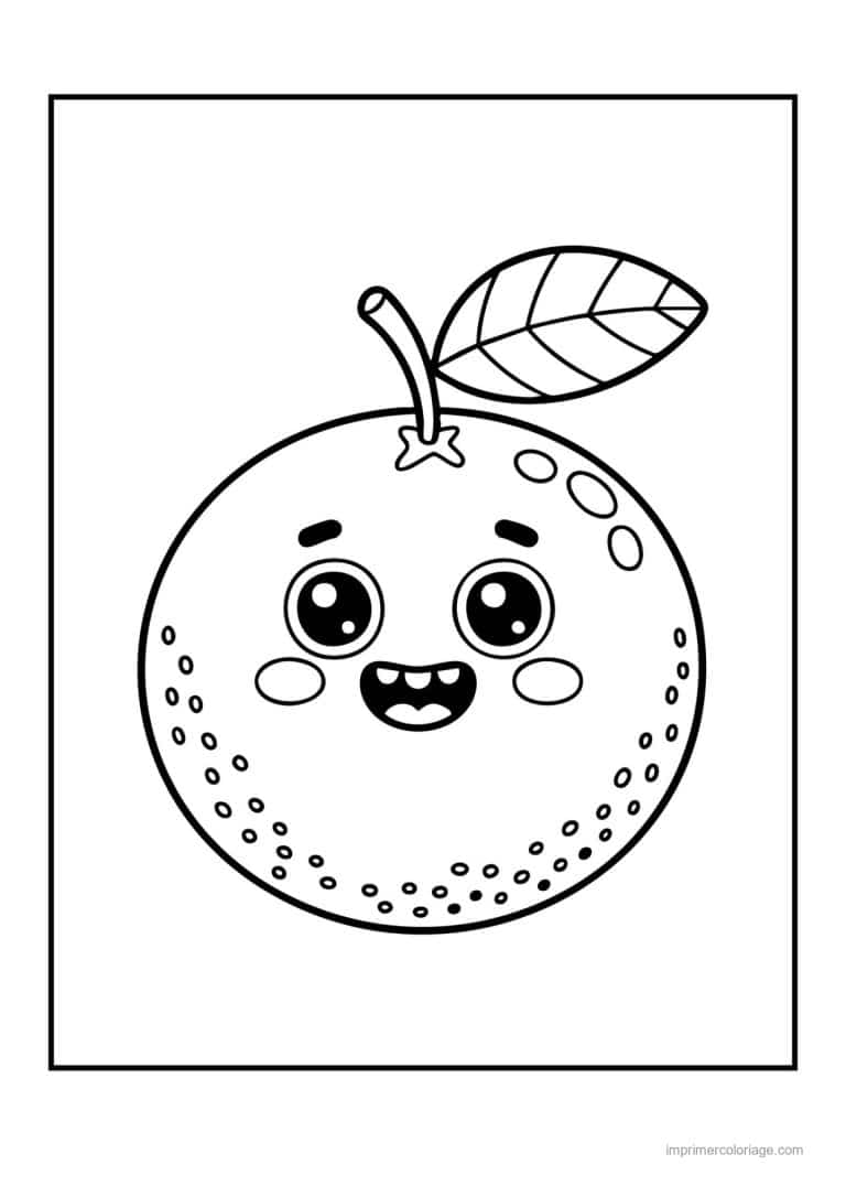 coloriage orange mandarine orange kawaii piquetee - dessin gratuit &agrave; imprimer