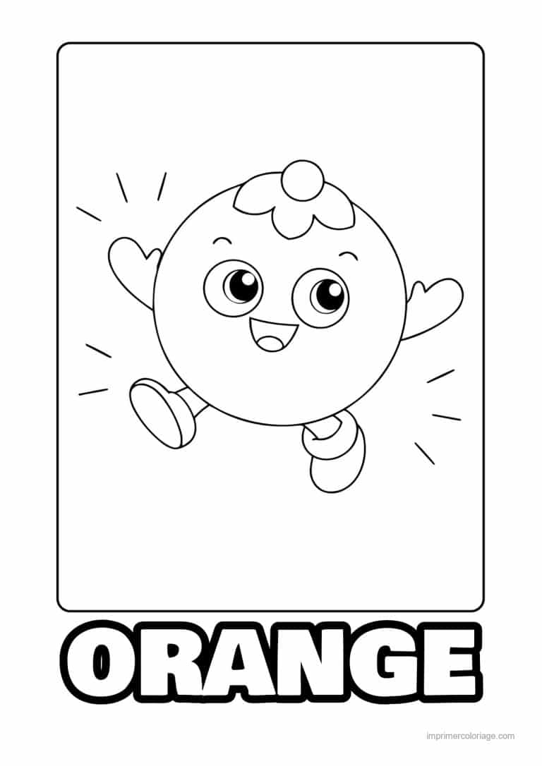 coloriage orange mandarine orange kawaii qui salue - dessin gratuit &agrave; imprimer