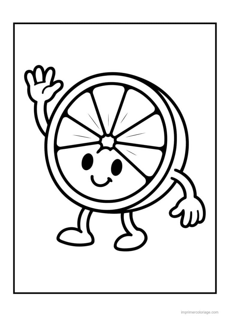 coloriage orange mandarine tranche d orange kawaii qui salue - dessin gratuit &agrave; imprimer