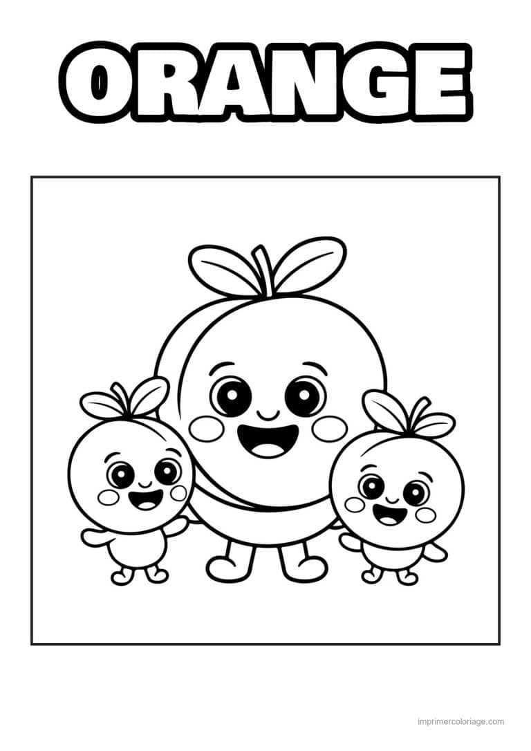 coloriage orange mandarine trois oranges kawaii - dessin gratuit &agrave; imprimer