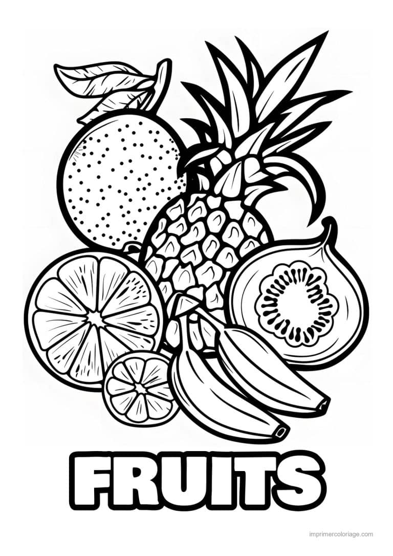 coloriage panier de fruits assortiment de fruits 52 - dessin gratuit &agrave; imprimer