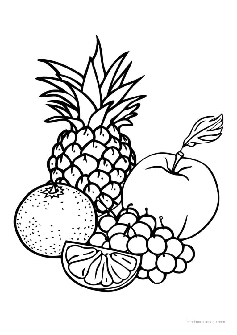 coloriage panier de fruits assortiment de fruits grave 131 - dessin gratuit &agrave; imprimer