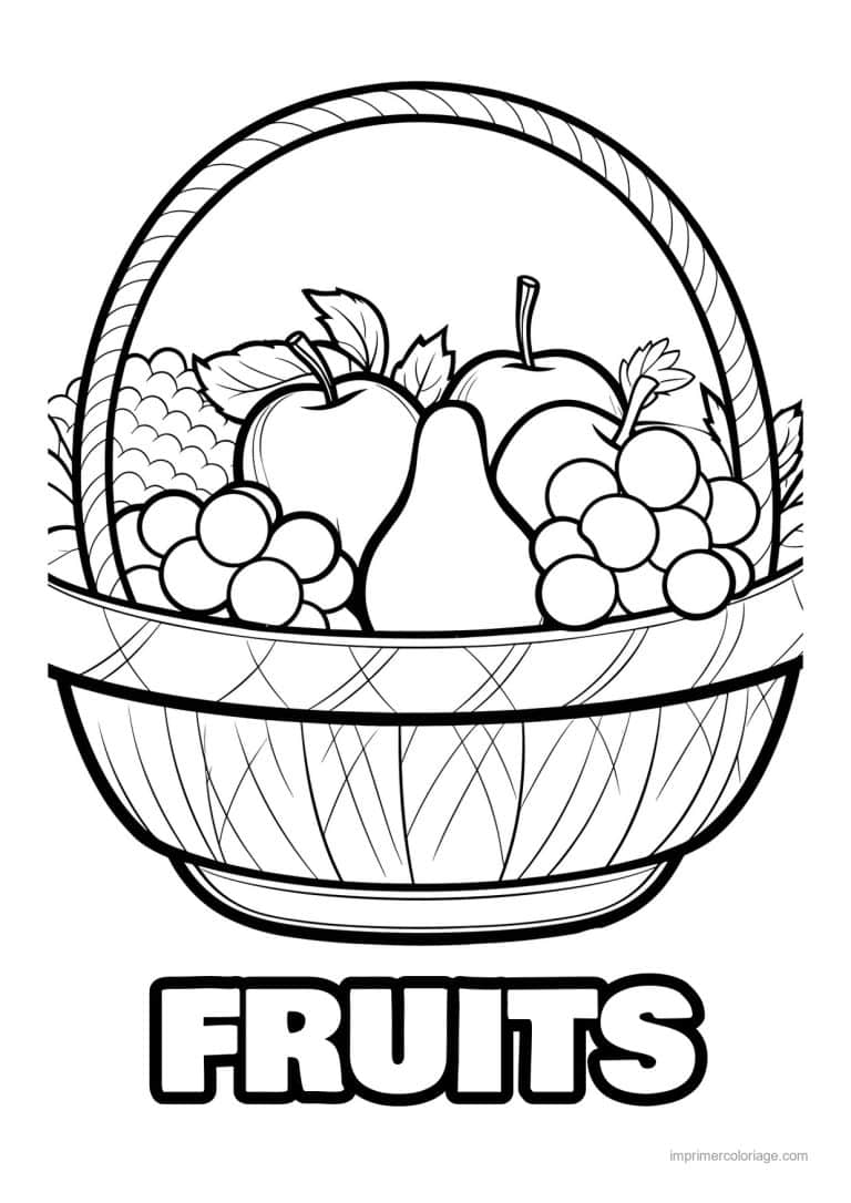 coloriage panier de fruits corbeille de fruits en osier - dessin gratuit &agrave; imprimer