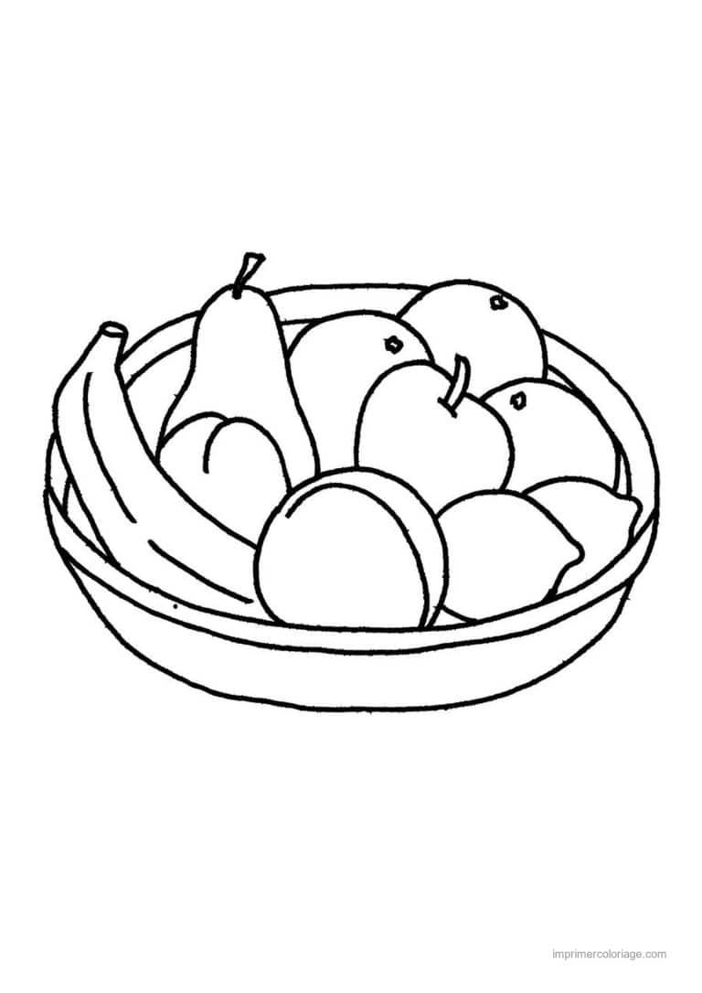 coloriage panier de fruits corbeille de poires et pommes - dessin gratuit &agrave; imprimer
