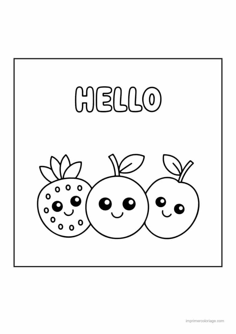 coloriage panier de fruits fruits kawaii de l ete - dessin gratuit &agrave; imprimer