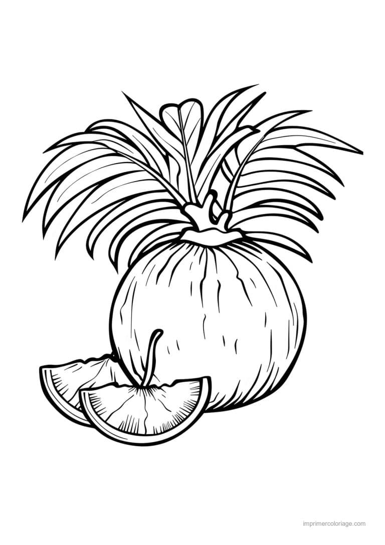 coloriage panier de fruits orange et ananas graves - dessin gratuit &agrave; imprimer