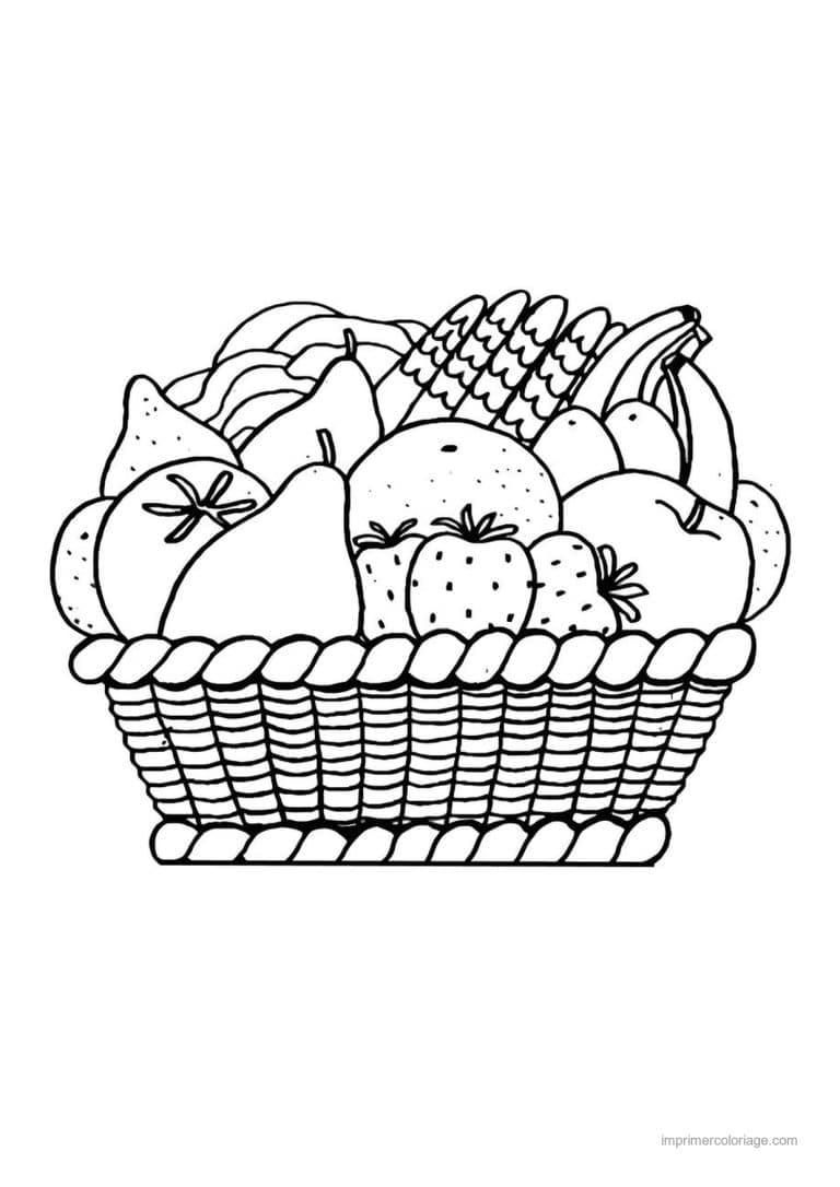 coloriage panier de fruits panier d osier garni de fruits - dessin gratuit &agrave; imprimer