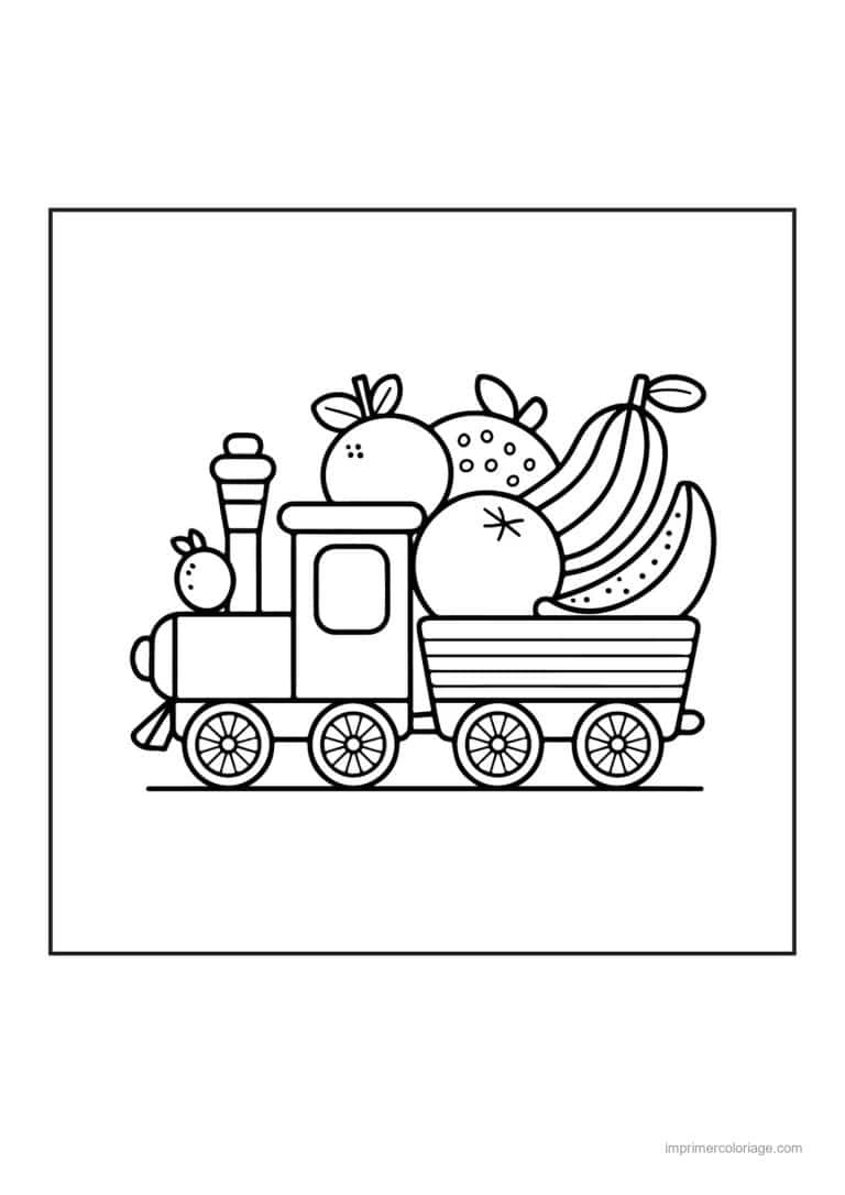 coloriage panier de fruits train charge de fruits - dessin gratuit &agrave; imprimer