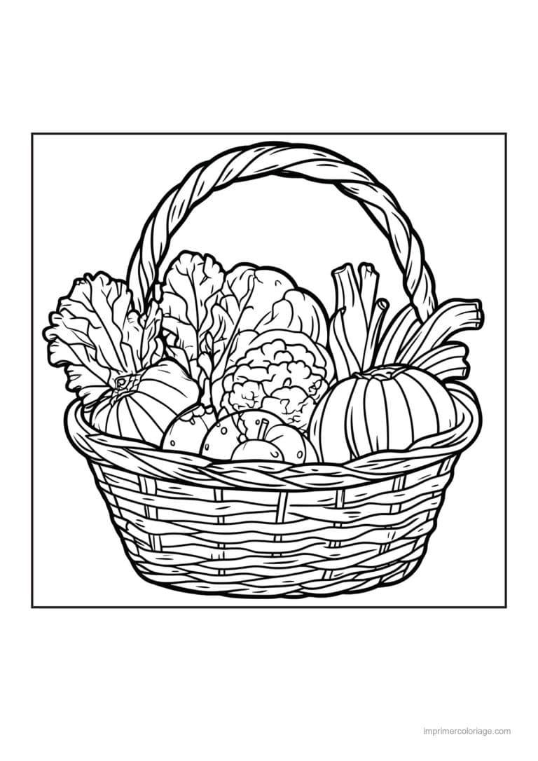 coloriage panier de legumes corbeille de legumes varies 100 - dessin gratuit &agrave; imprimer