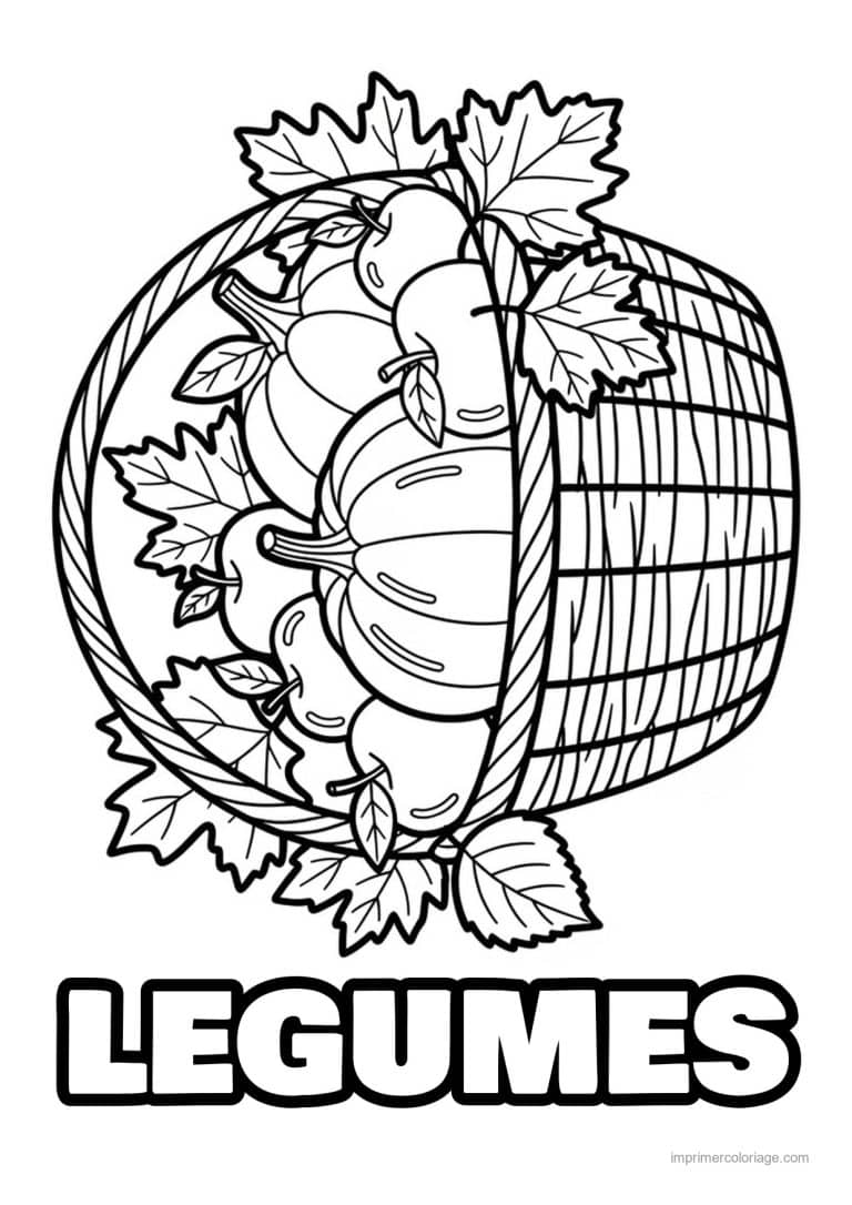 coloriage panier de legumes panier de courges d automne - dessin gratuit &agrave; imprimer