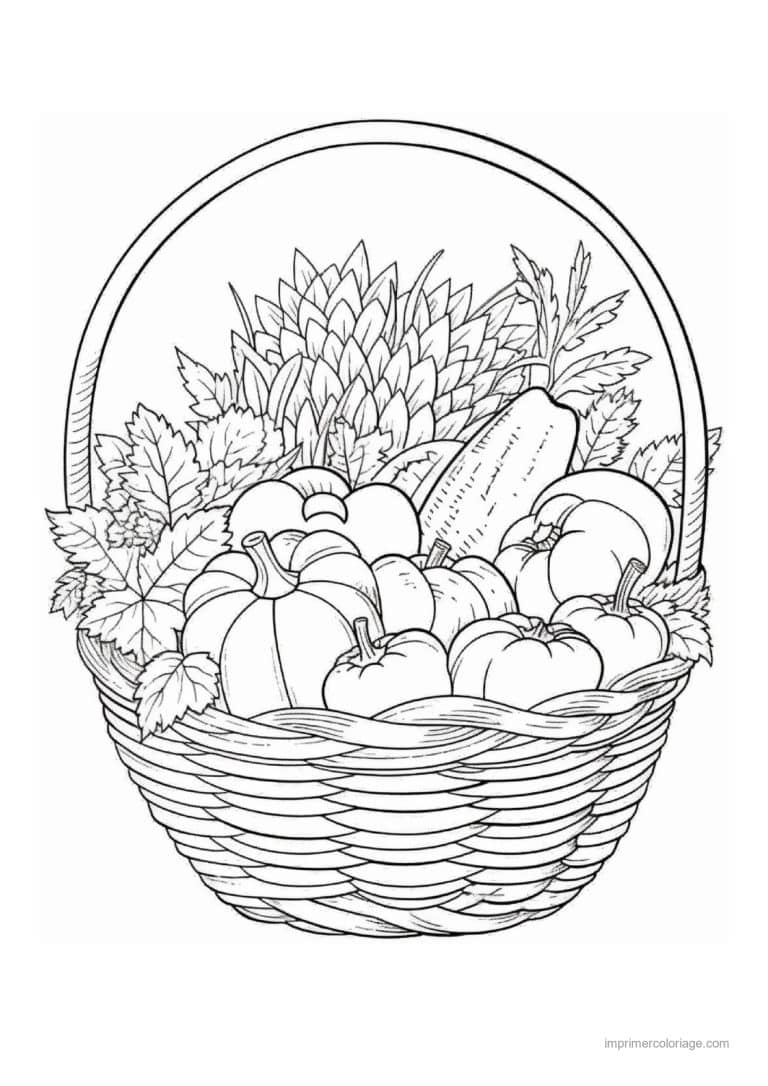 coloriage panier de legumes panier de legumes et epi de mais 2 - dessin gratuit &agrave; imprimer