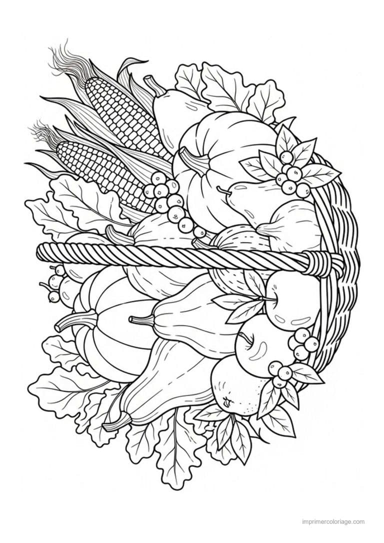 coloriage panier de legumes panier de legumes et epi de mais 3 - dessin gratuit &agrave; imprimer